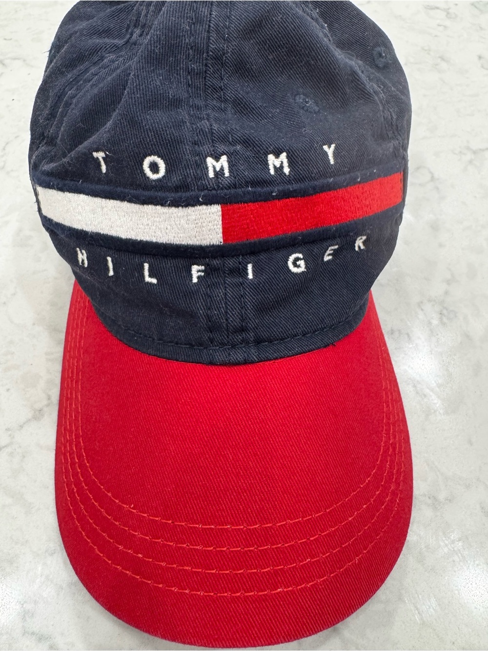 Vintage 90s Y2K Tommy Hilfiger Big Flag Logo Strapback Hat